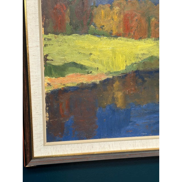 Original Swedish Oil on Panel – “Autumn Reflections” by Svän Grandin (1906–1982) – Vintage & Framed – 45 × 54 cm (17.7" ×...