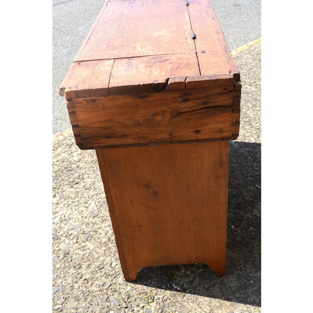 Rustic Antique Rustic Primitive Pine Dry Sink / Vanity Cabinet Cupboard W/ Lift Up Center Lid & 2 Side Drawers For Sale - Image 3 of 12
