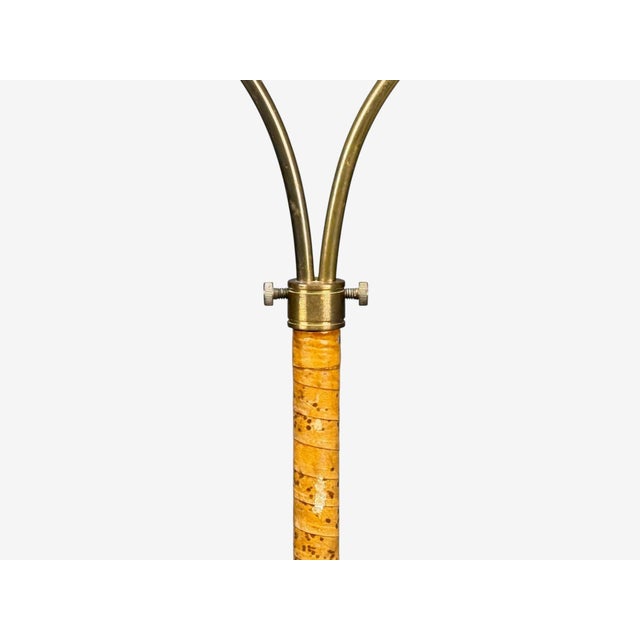 Corona Belysning, Floor Lamp, Wood, Brass, Fabric, Sweden, 1940s For Sale - Image 12 of 18