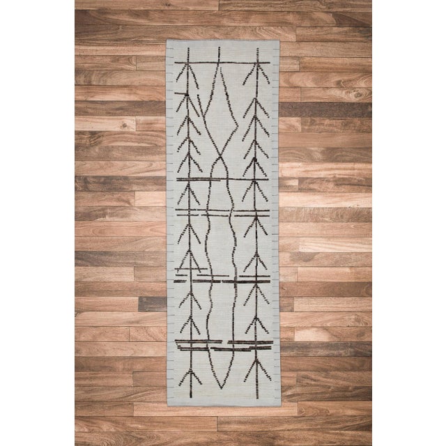 21st Century Handmade Beige & Brown Moroccan Style Wool Runner Rug 2'9" X 8'3" For Sale In Houston - Image 6 of 6