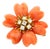Italian Carved Coral & Diamond 18k Gold Flower Brooch Pendant, Circa 1970 For Sale
