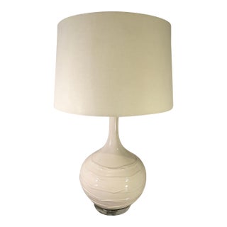 Jamie Young Cream "Ribbon" Ceramic Lamp and Linen Shade For Sale