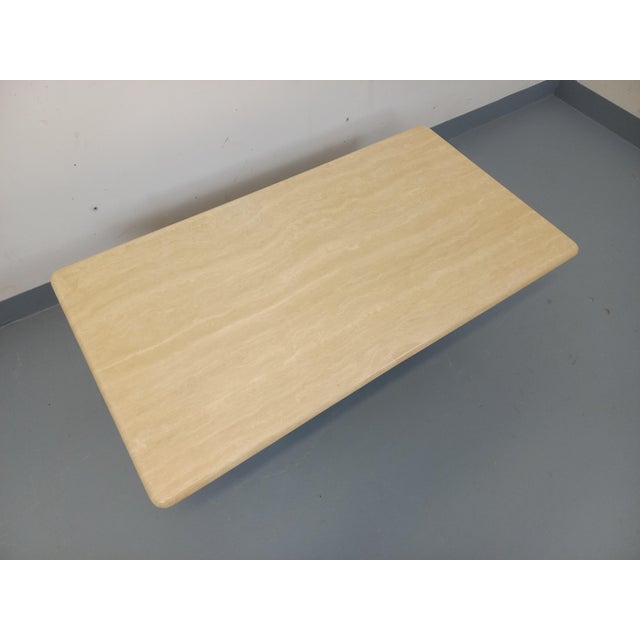 Vintage Rectangular Travertine Coffee Table with Magazine Rack, 1980s For Sale - Image 9 of 18