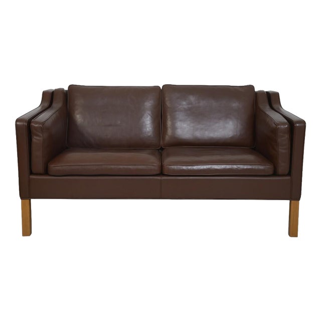 2212 2-Seater Sofa in Brown Leather by Børge Mogensen, 2002 For Sale