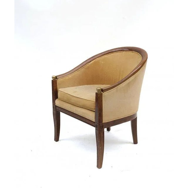 1930s Vintage French Empire Style Barrel Back Accent Chair For Sale - Image 5 of 9