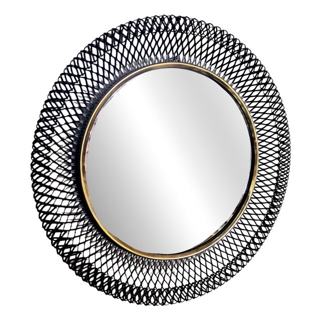 Vintage Expanded Metal Wall Mirror, Germany, 1950 For Sale