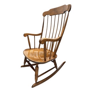 Vintage Nichols & Stone Windsor Rocking Chair 1930s Signed Maker's Marks For Sale