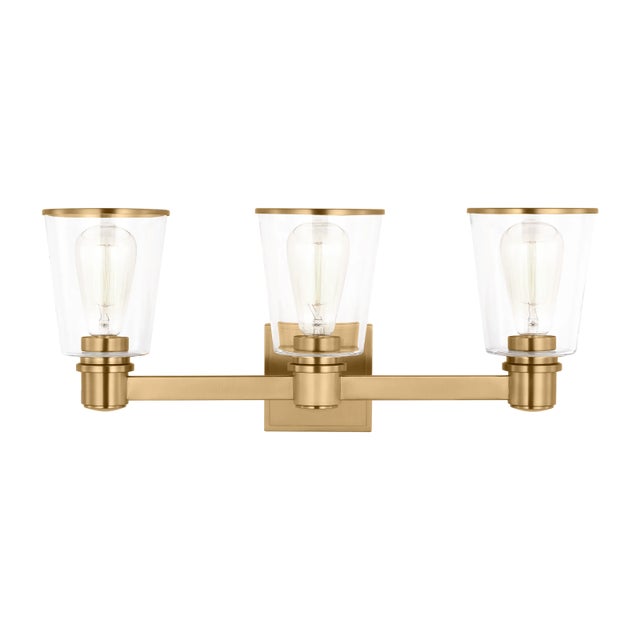 Brass Chapman & Myers by Visual Comfort Studio Alessa 3-Light Bath Vanity Sconce in Burnished Brass For Sale - Image 8 of 8