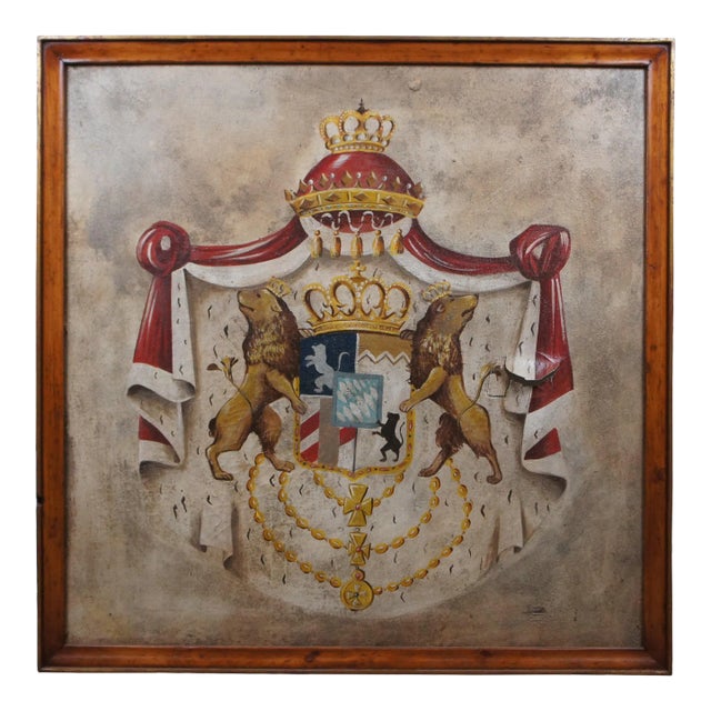 Trevor James Stemma Coat of Arms Heraldic Crest Bavaria Oil Painting 44" For Sale