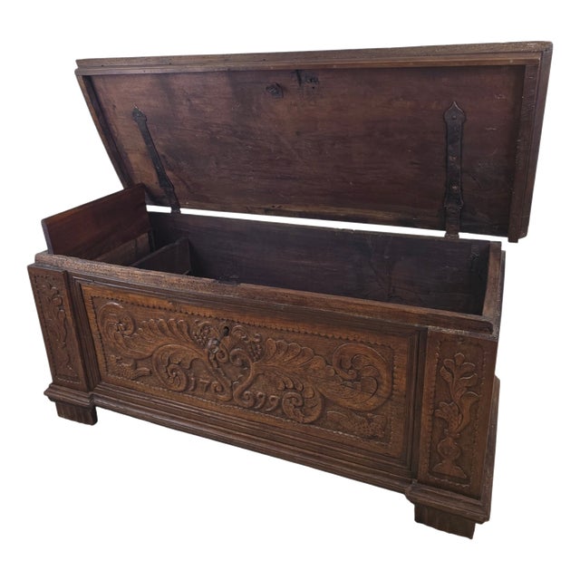 Italian Walnut Chest with Carved Grapes, 1799 For Sale