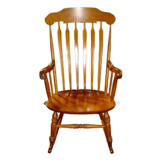 1980s Nichols & Stone Co. Hardwood Rocking Chair Windsor Style For Sale