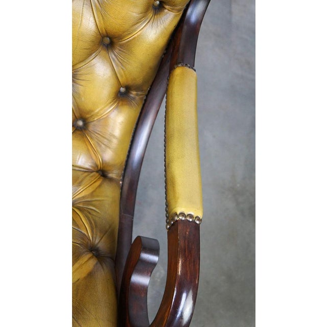 Cowhide Leather Chesterfield Armchair with Wood For Sale - Image 9 of 15