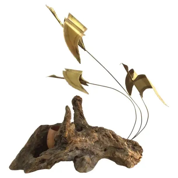 1960s Geese in Flight Sculpture on Driftwood Base For Sale - Image 13 of 13