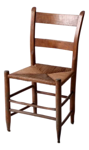 Antique Ladder Back Chair With Rush Seat