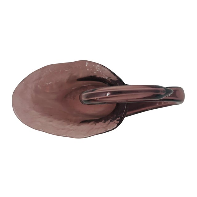 1980s Vintage Amethyst Glass Swan Bowl | Mid Century Modern Hand Blown Art Glass Figurine | Purple Glass Candy Dish Trinket Bowl | Elegant Home Decor For Sale - Image 5 of 9