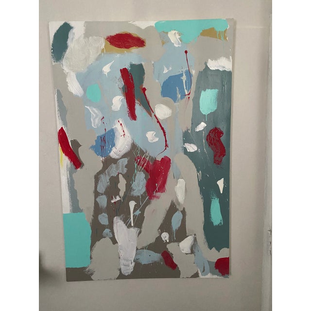 a very light airy, feeling abstract painting, well executed with pleasing colors and brushstrokes artist, unknown,...