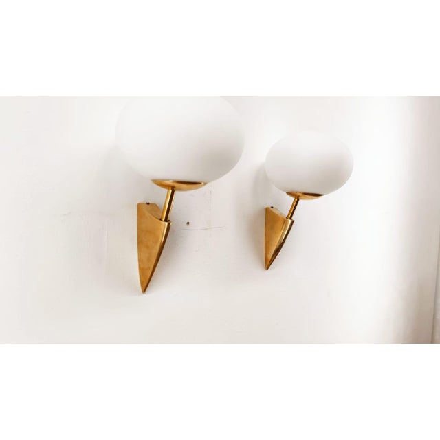 Brass Wall Light with Oval Glass Details For Sale - Image 9 of 12