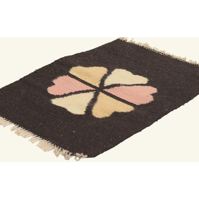 79803 Vintage Mexican Zapotec Rug, 01'02 x 01'06. The Sacred Blossom: A Vintage Mexican Zapotec Masterpiece of Folk Art...