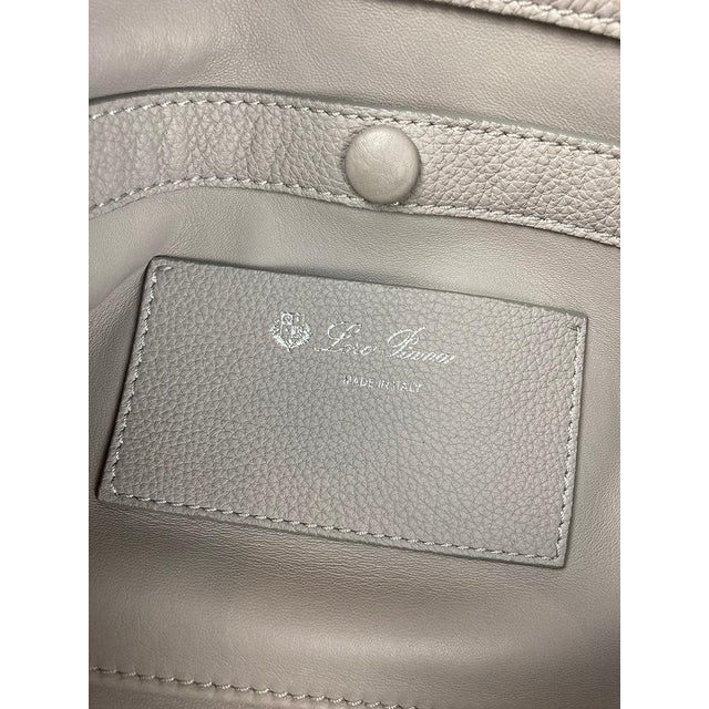 Animal Skin Loro Piana Grey Leather Duffle Tote For Sale - Image 7 of 7