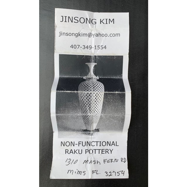 White Asian Raku Pottery Wish Keeper by Jinsong Kim, Signed For Sale - Image 8 of 9