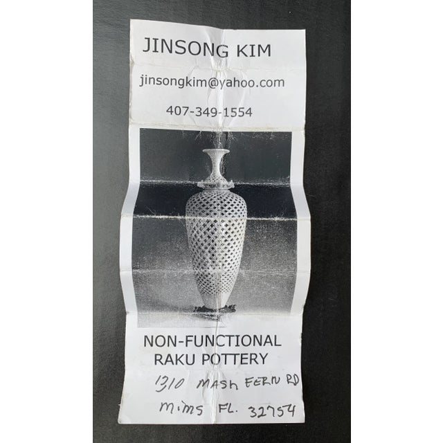 White Handthrown Raku Pottery Vessel Wish Keeper by Jinsong Kim, Signed For Sale - Image 8 of 9