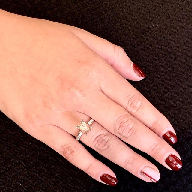 Silver Diamond Zircon Ring 14k White Gold Large 4.45 TCW Women Certified, Size 6.5 For Sale - Image 8 of 9