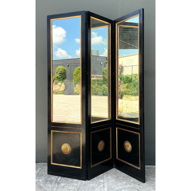 Vintage Neoclassical Gilt Tipped Folding Screen For Sale - Image 11 of 12