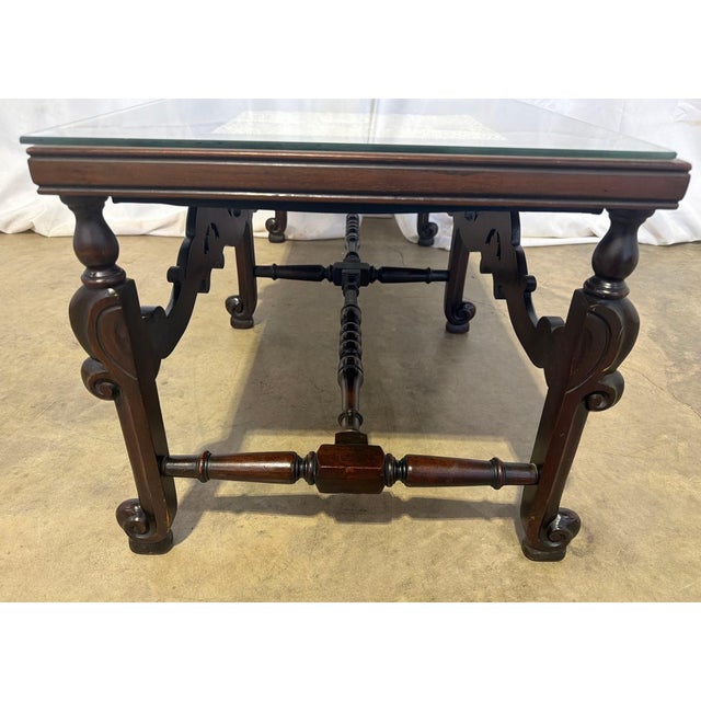 Antique Spanish Baroque Style Mahogany Vitrine Display Coffee Table For Sale - Image 9 of 10