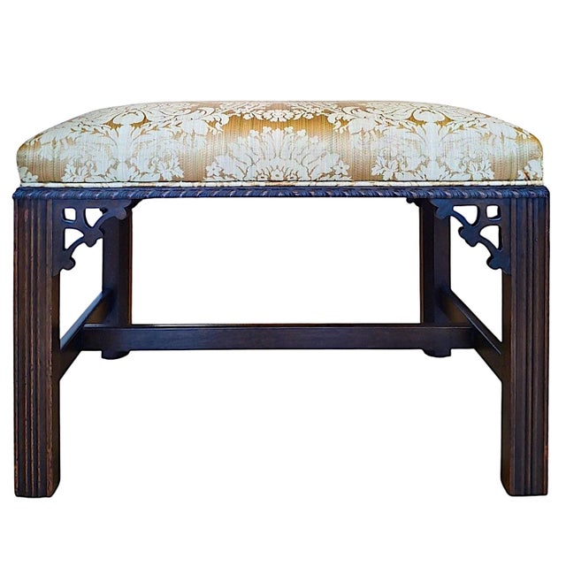 Vintage Chinese Chippendale-Style Upholstered Bench For Sale In San Francisco - Image 6 of 9