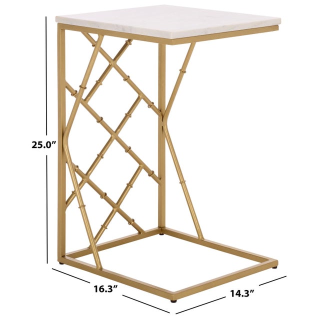 Modern Keston Fretwork C-Table in White Marble / Gold For Sale - Image 3 of 9