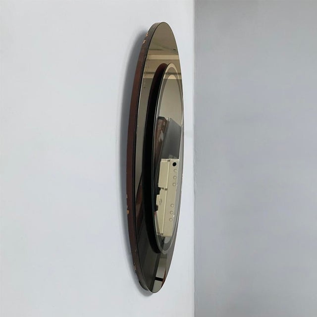 Italian Modern Round Double-Glass Wall Mirror, 1970s For Sale - Image 3 of 16