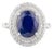 4.72 Ct Blue Sapphire Halo Diamond Art Deco Wedding Ring Size 5.5 For Sale