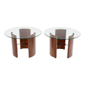 Pair of Vladimir Kagan Radius Round End Side Tables