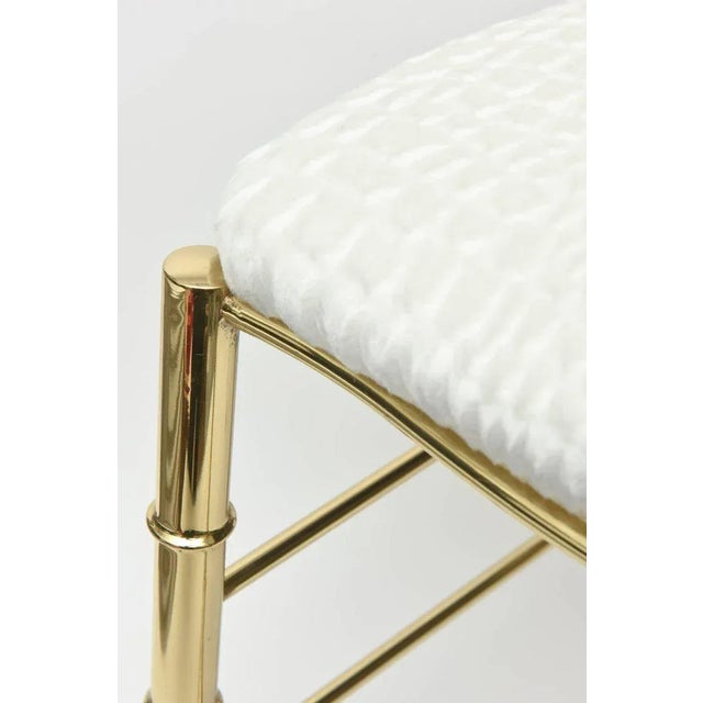 Vintage Italian Chiavari Faux Bamboo Brass and Upholstered Side Chair Restored MCM For Sale In Miami - Image 6 of 10