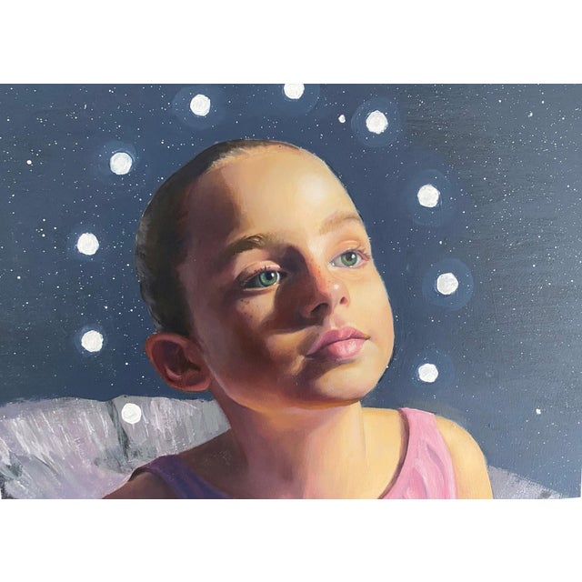 Figurative Constellation Grace by Denise Dambrackas | Mixed-media: Acrylic & Oil on Panel of a ballet dancer For Sale - Image 3 of 4