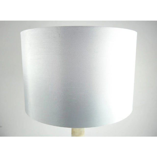 Agate Stone Table Lamp with Satin Lampshade, 1970s For Sale - Image 6 of 9