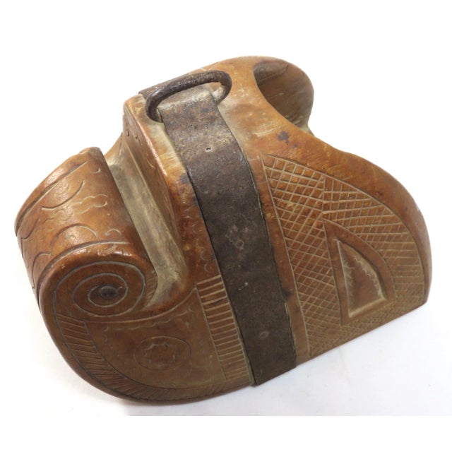Spanish Antique Spanish Colonial Hand Carved Wood Bedoya - Stirrup For Sale - Image 3 of 13
