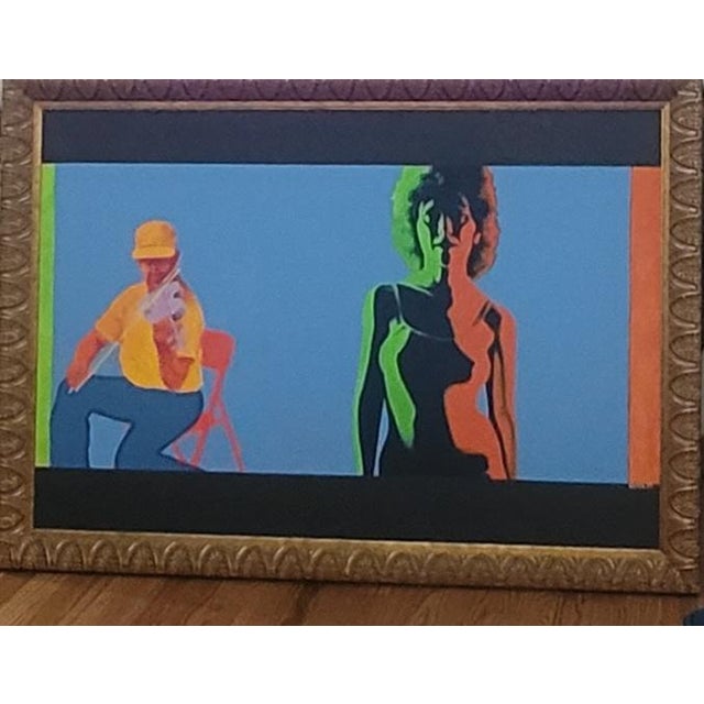 Pop Art Large Contemporary Neon Art Oil on Canvas Painting 1980s Pop Art For Sale - Image 3 of 11