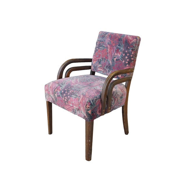 Mid-Century Modern Mid Century Art Deco Style Bentwood Library Vanity Arm Reading Chair MCM Retro For Sale - Image 3 of 18