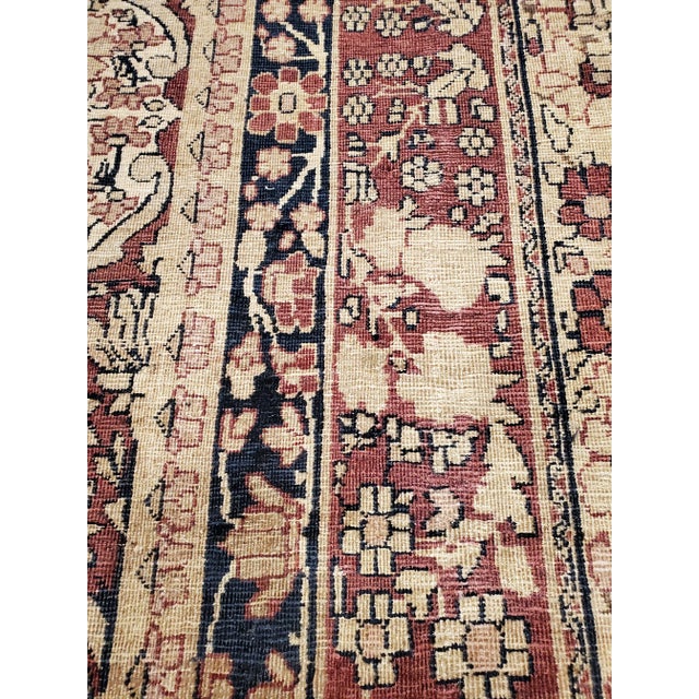 Textile Late 19th Century Antique Lavar Kerman Carpet, Fine Persian Oriental Rug Jewel Blue, Gold and Navy For Sale - Image 7 of 9