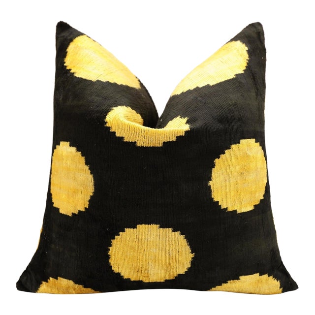 Luxury Black & Gold Silk Velvet Pillow 20x20 Inch | Handmade For Sale