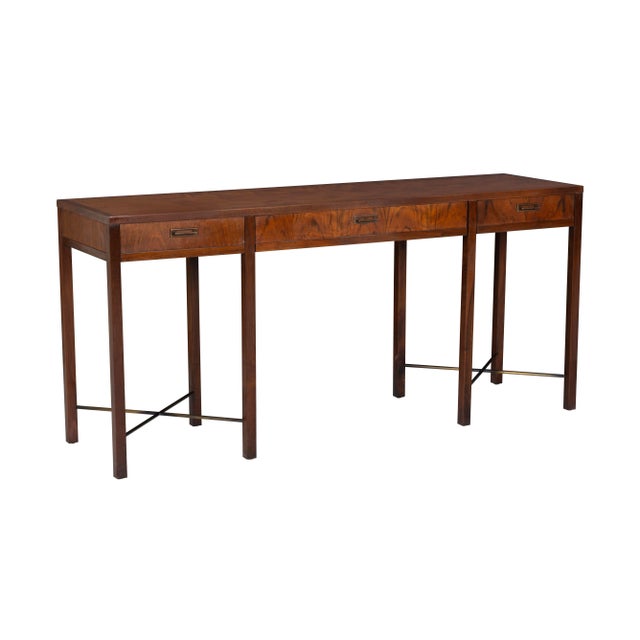 Founders Walnut and Brass Console For Sale - Image 13 of 13