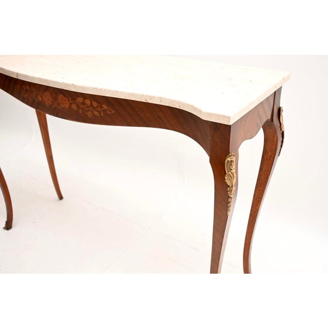 Brown Vintage French Marble Top Console Table, 1930s For Sale - Image 8 of 10