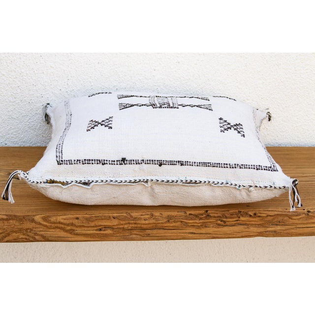 Moroccan Charcoal Bowtie Cactus Silk Moroccan Pillow For Sale - Image 3 of 8