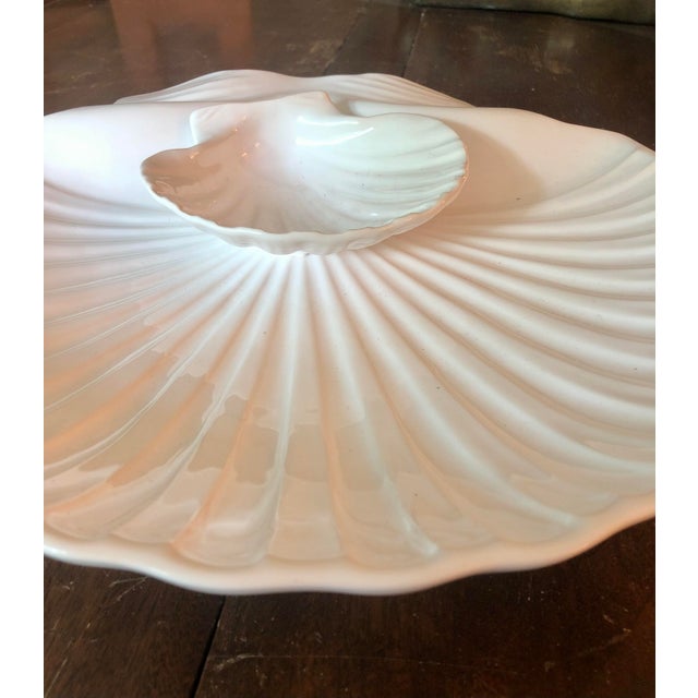 Late 20th Century 1990s Portugal Clam Shell Platter With Attached Dip Bowl For Sale - Image 5 of 10