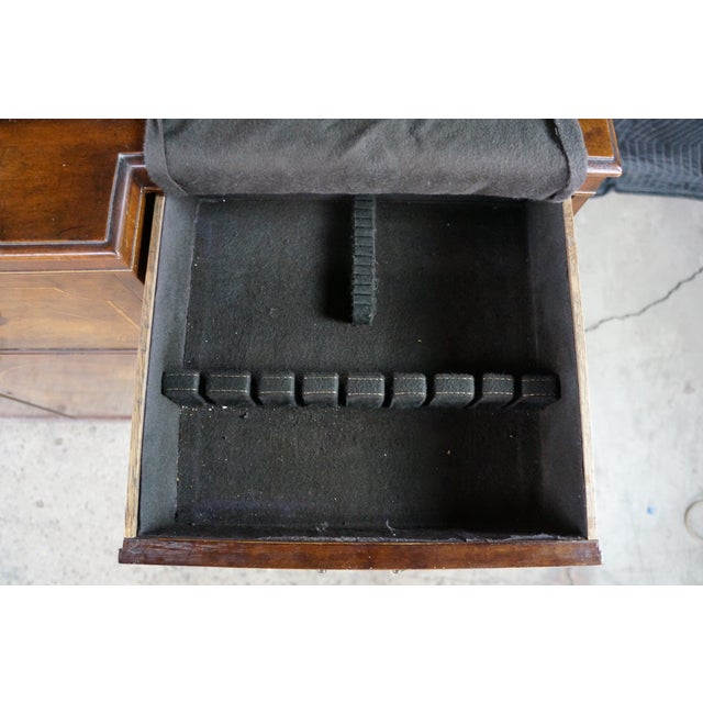 Mid Century Baker Georgian Mahogany Breakfront Bookcase Cabinet Bubble Glass, Attributed For Sale - Image 9 of 18