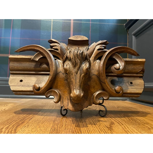 Striking hand carved equestrian plaque will stand out in any equestrian themed decor. The piece is sturdy and heavy....