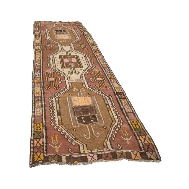 Traditional Handwoven Vintage Turkish Kars Kilim Rug For Sale - Image 3 of 7