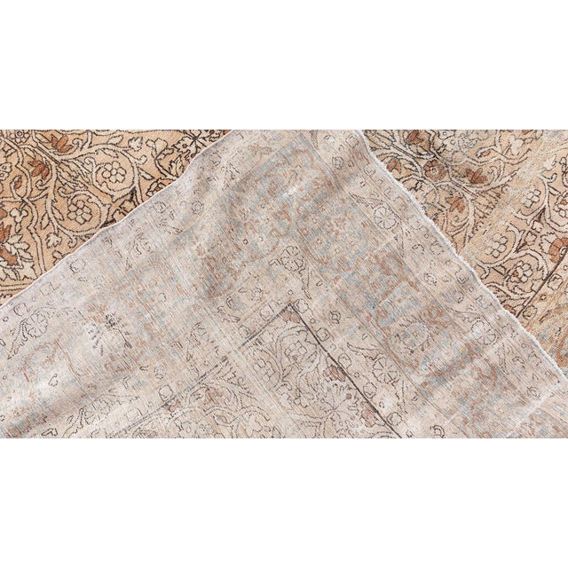 Textile Antique Beige, Brown, Botanic, Persian Kirman Hand-Knotted Wool Rug For Sale - Image 7 of 10