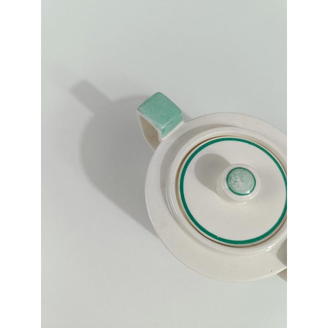 Italian Art Deco Tea Set attributed to Richard Ginori in White and Tiffany Green Majolica, 1930s, Set of 10 For Sale - Image 16 of 18